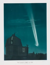1881 年の大彗星、6 月 25 ～ 26 日の夜、パブで午前 1 時 30 分に観測。 1881年。