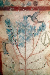 小さな木の上に座る鳥（フレスコ画、細部、紀元前530年