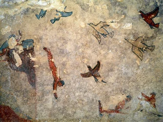 潜水士。(フレスコ画の詳細、前520-510年)