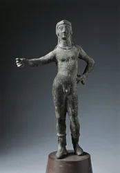 イタリア、アレッツォ州、コルトーナ、クルサン神のブロンズ像