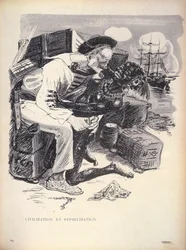 文明と梅毒、p。 LAssiette Au Beurre、パブからGrandjouanによって刻まれた1863。 1月10日1903