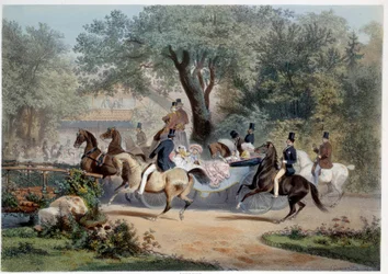 パリのプレ・カテラン（前カテラン）での遊歩道の風景 ウジェーヌ・ゲラール（1821-1866）によるリトグラフ 19世紀 パリ、カルナヴァレ美術館蔵