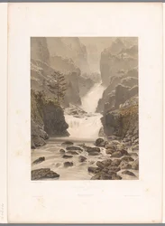 Vallorcine 近くの Barberine 滝の眺め Cascade de Barberine (オブジェクトのタイトル) スイス、サボイ、チロルの景色 (シリーズ タイトル) La Suisse, la Savoie et le Tyrol (オブジェクトのシリーズ タイトル)
