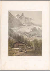 エギーユ・ヴェルトとドルーの峰とメール・ド・グラス氷河の眺め Aiguille verte et du Dru - Mer de Glace (オブジェクトのタイトル) スイスとサヴォイアの顔（連載タイトル） La Suisse et la Savoie (オブジェクトのシリーズ タイトル)