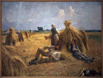 正午。 Eugene Damascus（1844-1899）による絵画、キャンバスに油彩