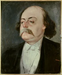 Gustave Flaubert (1821 - 1880) フランスの作家、1865年頃の肖像。ウジェーヌ・ジロー（1806-1881）による絵画