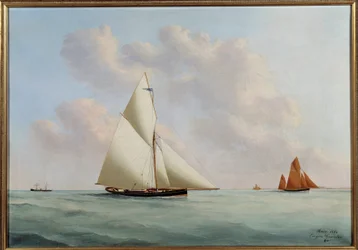 レガッタのヨット シルフ。 Eugene Margueritte-Grandin dit Eugene Grandin（1833-1916）による絵画