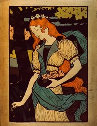 花を摘む女性、1917年