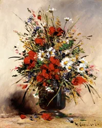 花瓶に生けられた野の花ウジェーヌ・アンリ・コショワ画（1850-1911 フランス） 個人蔵