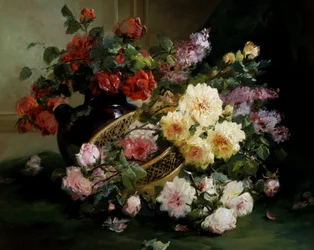 ロマンティックな花々。ウジェーヌ・アンリ・コショワ（1850-1911）の絵画 個人蔵。