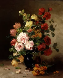 バラとクローブの静物ウジェーヌ・アンリ・コショワ（1850-1911）作 個人蔵