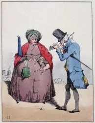 リュクサンブール公園のブルジョワカップル - Eugene Forest, ed. Delpech, Paris, c.1830.