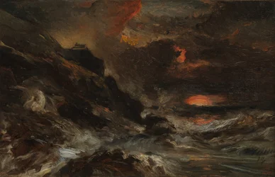 おそらく1850年代のノルマンディー海岸沖の嵐。