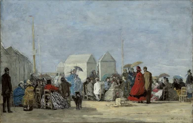 トルヴィルのビーチシーン。 1864年のトルヴィルのビーチシーン