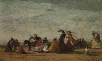 ビーチシーン、c。 1865-1867年（木製パネルに油彩）