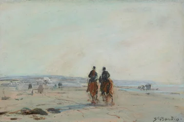 ビーチの2人の騎手、c.1864-68（紙にパステルを敷いて紙に置いた）