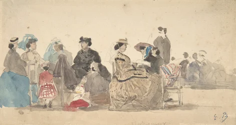 浜辺で、1865年。
