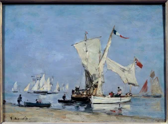 帆船の絵 ウジェーヌ・ルイ・ブダン（1824-1898） 1869年 日0.24x0.33 m パリ、オルセー美術館