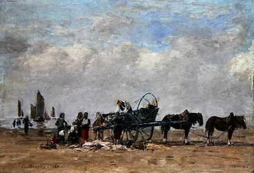 The Fish Cart, Berck, c.1880 (油彩・キャンバス・パネル)