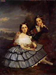 ノエミ (1847-1916) とアンリ ペケ デュ ベレの肖像画 ウジェーヌ ケネ (1816-1899) による 1855 年頃の太陽。 1.46x1.14 m ブレランクール、フランコ アメリカ美術館