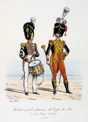 王の軍団の通常のフットガード、ドラムメジャーとドラマー、1822年から30年