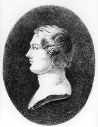ロレンツォバルトリーニ（1777-1850）の胸像からの、ロッチデールの第6男爵バイロン（1788-1824）のジョージゴードンの肖像