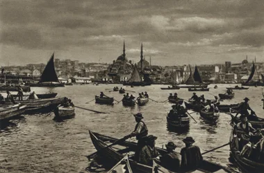 トルコ、コンスタンティノープル、金閣寺で（モノクロ写真