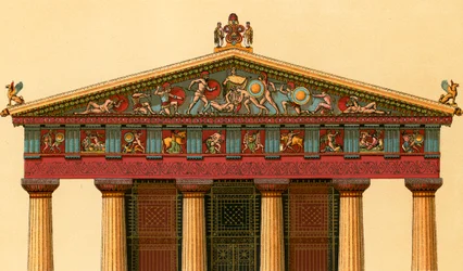 アイギナにあるアテネ神殿の西側のファサード