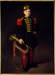 隊員の子供（トランペットを持って）。エヴァ・ゴンザレス（1849-1883）の絵