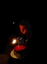 ロウソクを吹き消すエヴァ（デジタルアート）