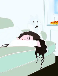 昼寝するエヴァとミニー（デジタルアート）