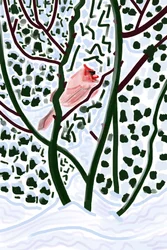雪の中の枢機卿（デジタルアート）