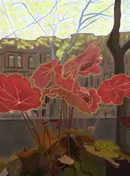 窓辺のプランターの珊瑚の鈴（デジタルアート）