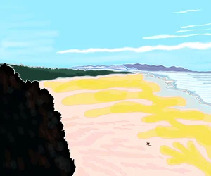 サンフランシスコ、クリフハウス、Dog On Beach（デジタルアート）