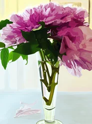 花瓶のマゼンタ色の牡丹（デジタルアート）