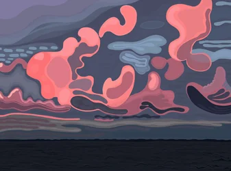 海と雲、ブルックリン（デジタルアート）