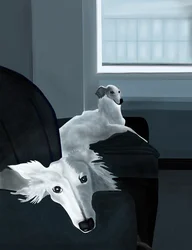 ソファの上のペニーとミニー（デジタルアート）