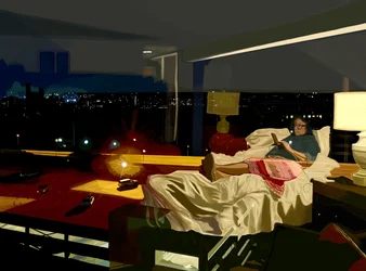 バージニア州リッチモンド、夜のホテル、2025年（デジタルアート）