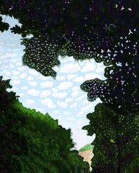 ブルックリン、プロスペクトパークからの空と通り（デジタルアート）