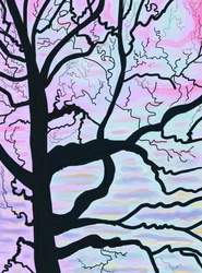 夜明けの木と枝、フランス（デジタルアート）