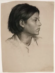 女の頭部 1875年頃 木炭・紙