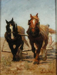 The Ploughing Team, Sussex Downs」（油彩・キャンバス）