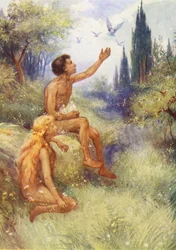 アダムとイブ（カラーリトグラフ）