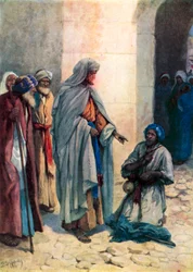 障碍者を助けるフィリップ（カラーリトグラフ