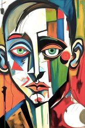 キャンバスに描かれた悲しい肖像画、ウォールアート｜キャンバスプリント