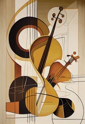 音楽抽象画、バイオリン油絵、ウォールアート版画、寝室の装飾