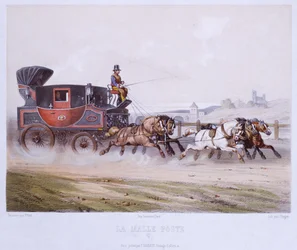 チャールズバルグ（1826-83）によって刻まれたメールコーチ