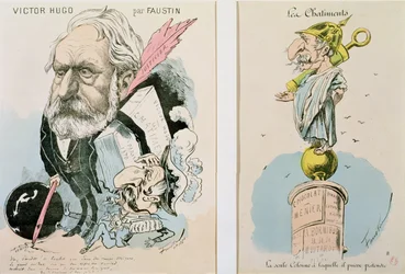 ヴィクトル・ユゴー（1802-85）とナポレオン3世（1809-73）の風刺画、1870年