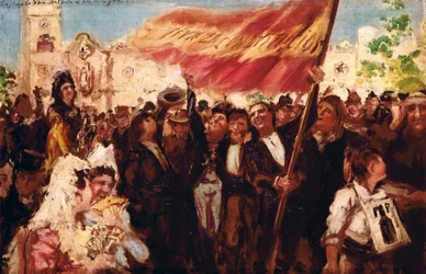 1812年の憲法の宣誓の日のサンアントニオデカディス広場（キャンバスに油彩）