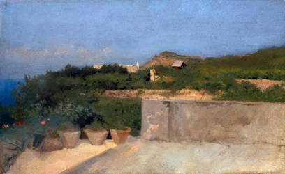 フェデリコ・ロサーノ（1835-1912）作「レジーナのテラス」、油彩・キャンバス、33x53 cm